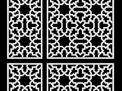 Arabic Islamic pattern decorative gold plaster 3D model