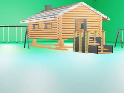 Beach Park Low-poly 3D model