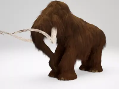 Mammoth woolly with long tusks 3D model
