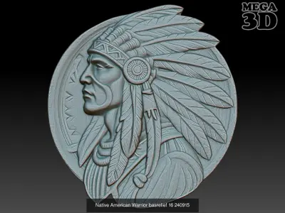 Native American Warrior basrelief Pack B 240915 3D Model Collection