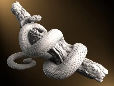 Eyelash Pit Viper Realistic Exotic Snake 3D Print Model 3D print model