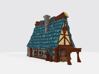 Cartoon House Low-poly 3D model order