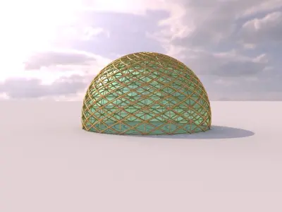 Dome mandala and geodesic like structure with glass enclosure 3D model
