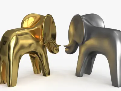 Elephant Figurines Statuette Low-poly 3D model