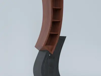 Cupboard bookcase with curved shape 3D model