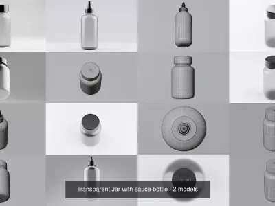 Transparent Jar with sauce bottle 3D Model Pack