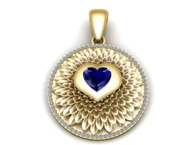 Royal Bloom Heart Pendant 3D Pritable Model  Free 3D print model