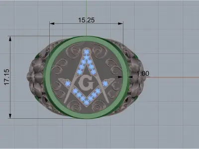ring Masonic stock with diamonds 3D print model