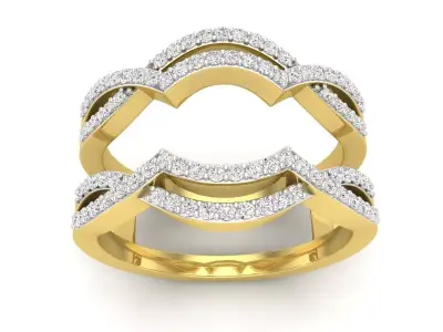 AV 573 Diamond Ladies Anniversary Wedding Guard Double Ring 3D print model