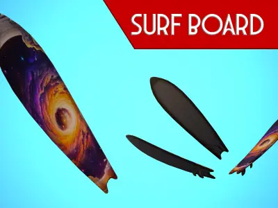SURF BOARD 19 CARTOON STYLIZED Low-poly 3D model