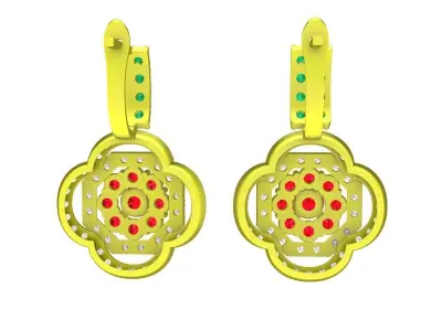 5866 luxury flower diamond earrings 3D print model