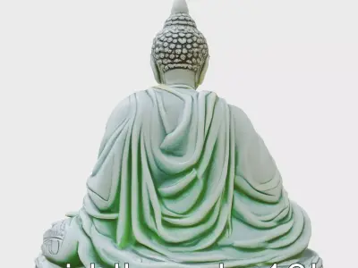 Stylized Buddha Statuette Glowing Accents model pack Low-poly 3D model