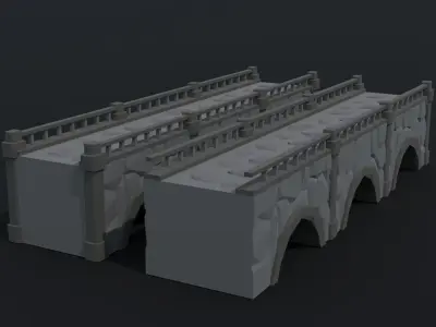 Cartoon stone bridges Polygonal Style Low-poly 3D model
