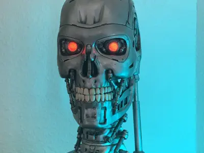 Animatronic T-800 Terminator skull with face tracking 3D print model