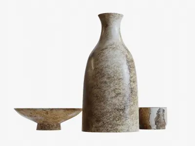 Brown Stains Sake Set 3D model