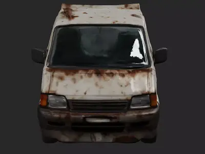 Rusty Mini Pickup Truck Game Ready PBR Model Low-poly 3D model