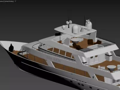 Sea Axis Luxury Motor Yacht White with Teak Decks 3D model 3D model