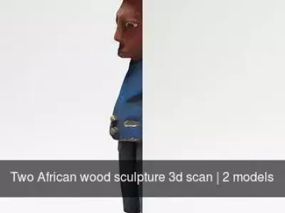 Two African wood sculptures 3d scan 3D Model Collection