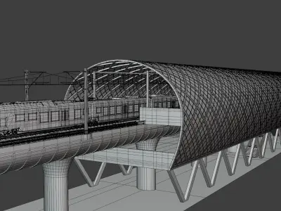 Station with Stadler Flirt IV 3D model