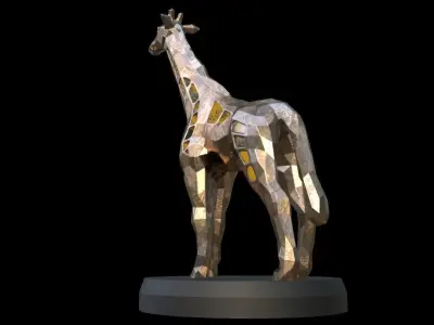 Steampunk Giraffe Pose Low-poly 3D model