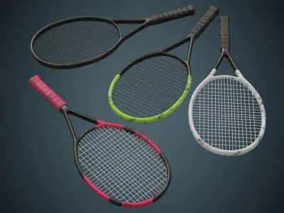 Tennis Racquet 1B Low-poly 3D model