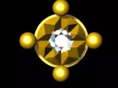 Quallet golden cross with diamonds in center Free 3D print model