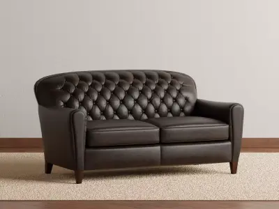 Edmund Tufted Leather Loveseat Sofa 3D model