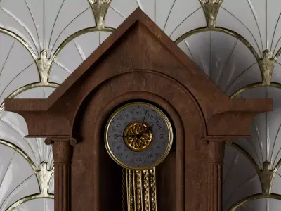 Rigged Grandfather Clock 3D Model Art Deco Antique Mantel Timer 3D model