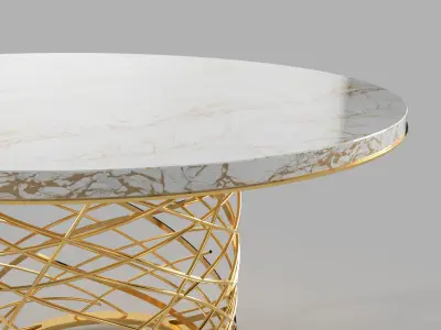 Round table marble and metal 3D model