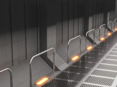 3D Sci fi Hallway Free 3D model
