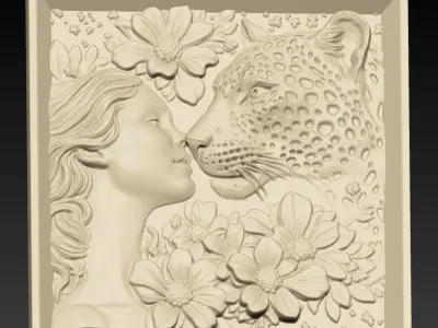 Leopard Head and A Girl A26 3D print model