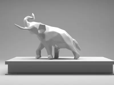 Elephant Low Poly  Low-poly 3D model