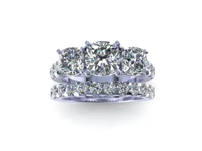 Three Stone Bridal Engagement Ring 3D model