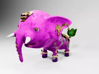 fantasy circus elephant Low-poly 3D model