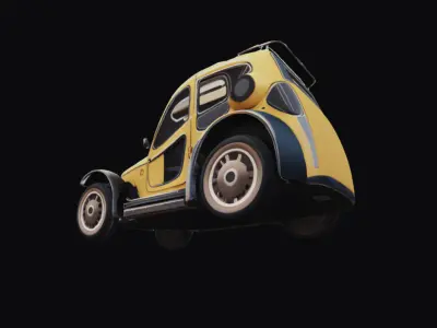 Cool Yellow Car Low-poly 3D model