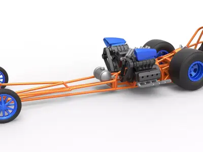 Front engine dragster with 2 V8 Version 2 Scale 1 to 25 3D print model