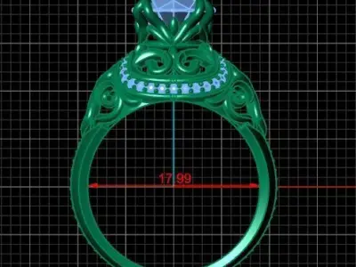 Diamond Ring  3D print model 8