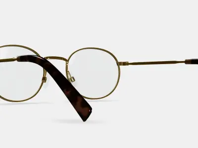 Simon Eyeglasses in Polished Gold Low-poly 3D model