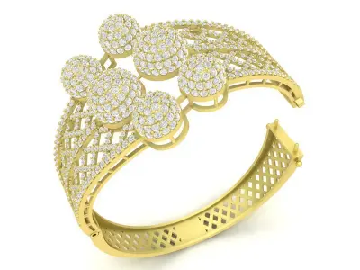 Elegant Multi Cluster Pave Flower Ring for Women  3514 3D print model