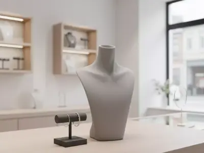 Elegant Jewelry Display Bust - Minimalist Necklace Stand Low-poly 3D model