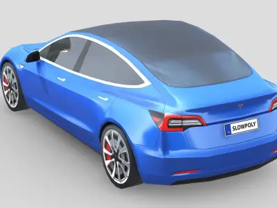 Tesla Model 3 2021 Low-poly 3D model