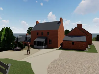 Village life 3D model design Low-poly 3D model