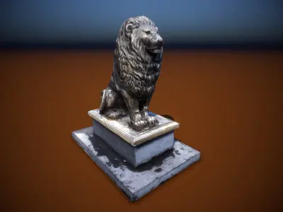 Lion Sculpture Low-poly 3D model Low-poly 3D model