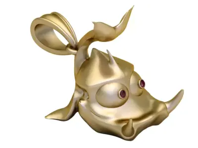 Golden Mystic Rhino Pendant 3D print model