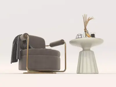 Modern Coffee Table and Armchair Set 56 3D model