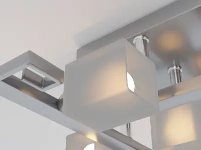Cubic chandelier with five plafons Free low-poly 3D model