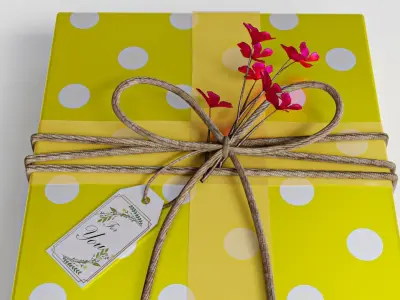 Gift Box with Flowers 3D model