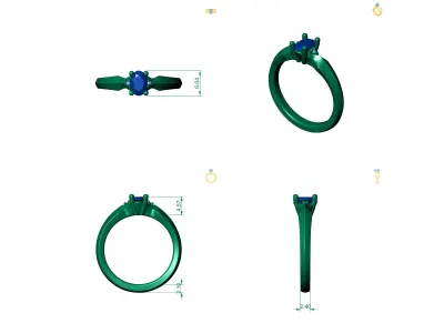 D-1441 engagement ring with ruby stone 3D print model