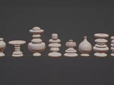 Set of decorative pot base mesh 3D print model