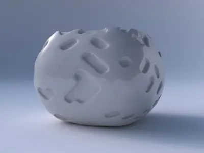 Bowl semi-quadratic with cavities smooth 3D print model